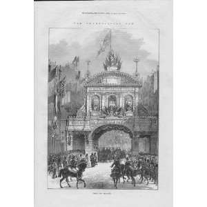Temple Bar London Decorated 1872 Engraving 
