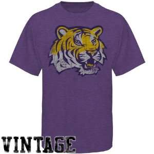  My U LSU Tigers Heather Purple Vintage Logo T shirt 