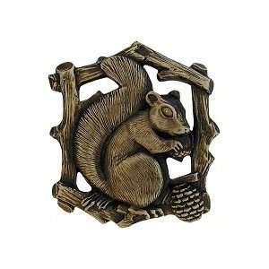 Grey Squirrel Cabinet Knob (Looking Left), Antique Brass