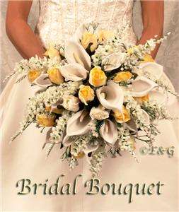 Wedding Bouquet Bridal Flowers silk ANNA BELLE YELLOW  