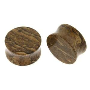  Picture Jasper Stone Plugs   1 (25mm)   Sold as a Pair 
