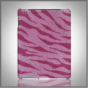   Pink & Red Zebra Stripes bling rhinestone case cover for Apple iPad 2