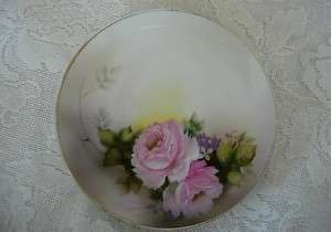 Vintage NORITAKE M Hand Painted Pink Roses Plate Signed  