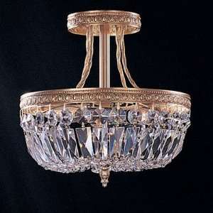   Lead Crystal Semi Flush Mount Light in Olde Brass Size/Crystal Large