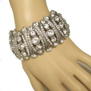  Bridal, Pageant Silver Tone Stretch Bracelet Everything 