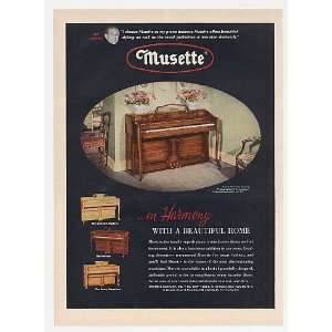  1952 Musette French Provincial Piano Color Print Ad (Music 