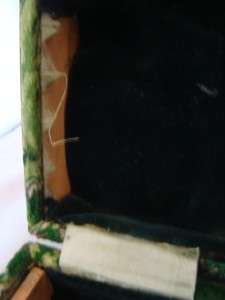 Vintage Floral Design Green & Cream Celluloid Hinged Trinket Box 