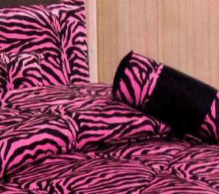 15PC Animal Print Wild Zebra Pink Comforter Curtain set Queen Size Bed 