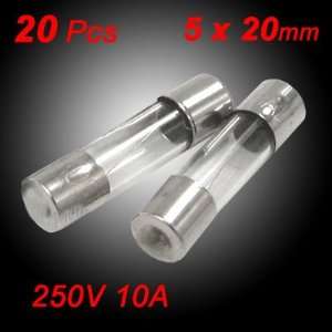  Amico 20 x Glass Tube Fuses 5 x 20mm 250V 10A Fast Blow 