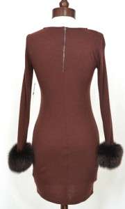   Fur Cuff Knit Dress M 6 8 10 UK 10 12 NWT Cranberry Adrianna  