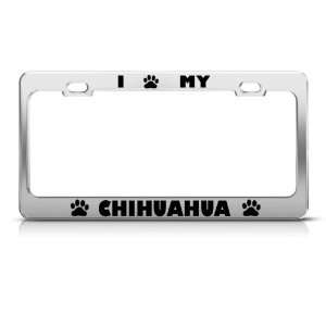 Chihuahua Dog Dogs Chrome Metal license plate frame Tag Holder