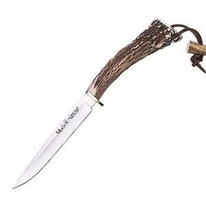 Muela of Spain 9.88 in., Stag Handle, Plain Edge Fixed Blade w/Leather 