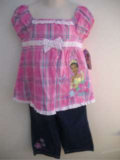 PRINCESS Tiana Outfit Set Shirt Capri 2T 3T 4T  