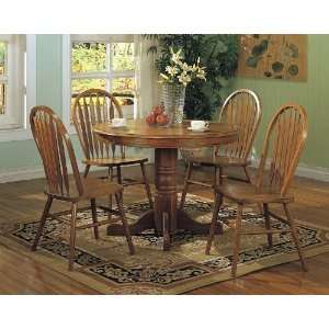  5PCS Country Solid Oak Nostalgia Round Dining Table & 4 