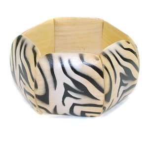  Zebra Print Wood Bracelet Jewelry
