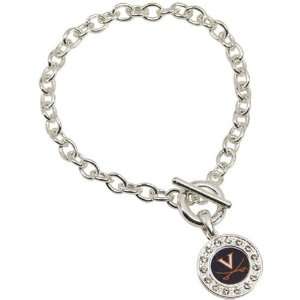  Virginia Cavaliers Ladies Silver Round Crystal Bracelet 