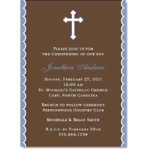 Blue Outline Cross With Scallops Party Invitations Health 
