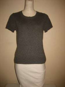 Jones New York Collection Cashmere Petite Gray Short Sleeve Sweater 