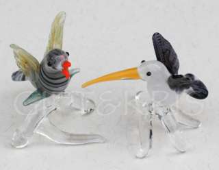 Figurine Animal Mini Hand Blown Glass Hummingbird Bird  