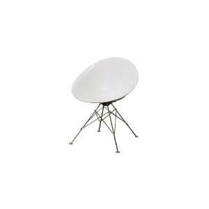  Purlan White Plastic Shell Modern Accent Chair with Steel 