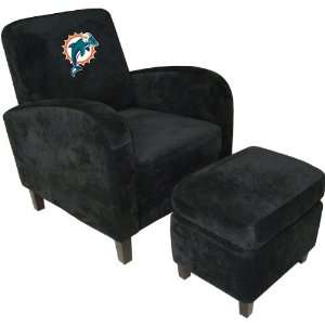   Baseline Miami Dolphins Den Chair With Ottoman Size One Size Sports