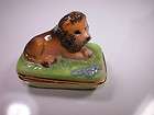 Porcelain Miniature Limoge style Box Lion Jewelry Box Collectible 