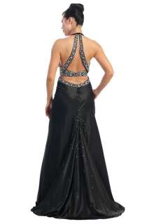 Formal Gown Prom Dress Open Sides Beautiful Deep Back  