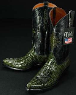 C116 BLACK JACK Green Alligator Cowboy Boots Mens 7.5 D  