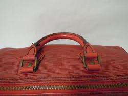 Vintage Auth LV Louis Vuitton Red Epi Leather Speedy 25 Hand bag Purse 