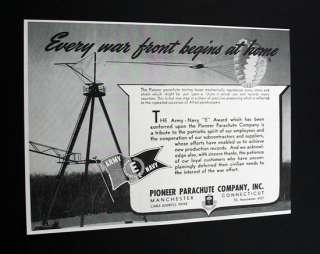 Pioneer Parachute Co. Testing Tower picture 1943 Ad  