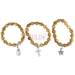  Olive Wood Cross Rosary Bracelet 