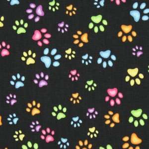  RJR Sew Catty Cat Paw Prints Black Fabric Yardage Arts 