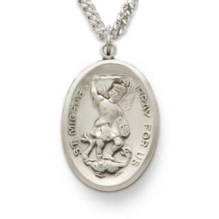 St. Michael Guardian Angel Sterling Silver Necklace Med  