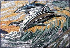 Dolphins Marble Mosaic Tile Stone Wall Floor Pool  