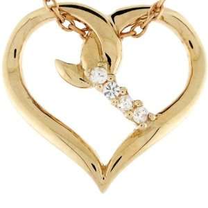    14k Solid Gold 0.06 cttw Diamond Heart Fancy Charm Pendant Jewelry