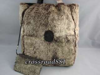 Authentic Chanel Brown Rabbit Fur Tote Bag Great  