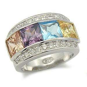   CZ Rings   Multicolor Created Gemstone Cubic Zirconia Ring   Size 10