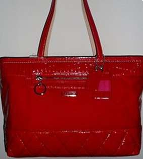 New COACH Poppy Large Tote Liquid Gloss Cherry Red 18674 handbag purse 