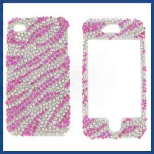 Apple iPhone 4/CDMA/4S Full Diamond Hot Pink Zebra Protective Case