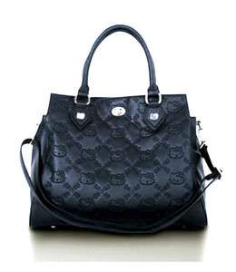 AUTHENTIC Loungefly ~ HELLO KITTY BLACK EMBOSSED FAUX LEATHER SATCHEL 