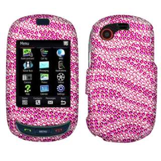 For Samsung T669 Gravity T Phone Zebra Hot Pink Crystal Bling Stone 