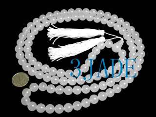 50 Tibetan Translucent White Jade Prayer Beads Mala  