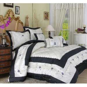   King Patchwork Bedding Comforter Set Black / White