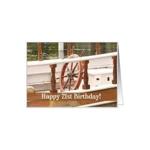  Ships Wheel Happy 21st Birthday Card Card Toys & Games