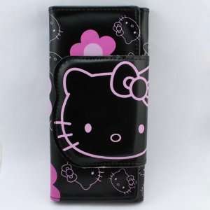  hello kitty KT bifold flap cover wallet Black and Pink 