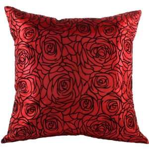 Artiwa Red Rose 16x16 Silk Sofa Throw Decorative Pillow Cover 