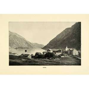  1901 Print Odde City Norway Mountains Fjord Ship Water 