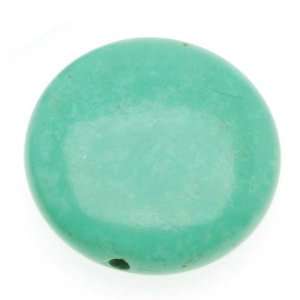  Turquoise Round Puff Disc Pendant Beads Green 20mm Stabilized 