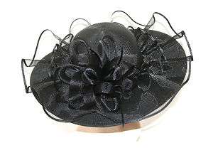 NEW Church Hat Kentucky Derby Hat Black Cartwheel Wide Brim Dress Hat 