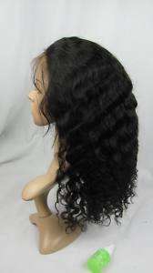 indian remy human hair front lace wig 16 1# deep wave  